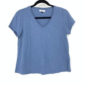 Galeries Lafayette V-Neck Short Sleeve T-Shirt Womens Size Medium Blue